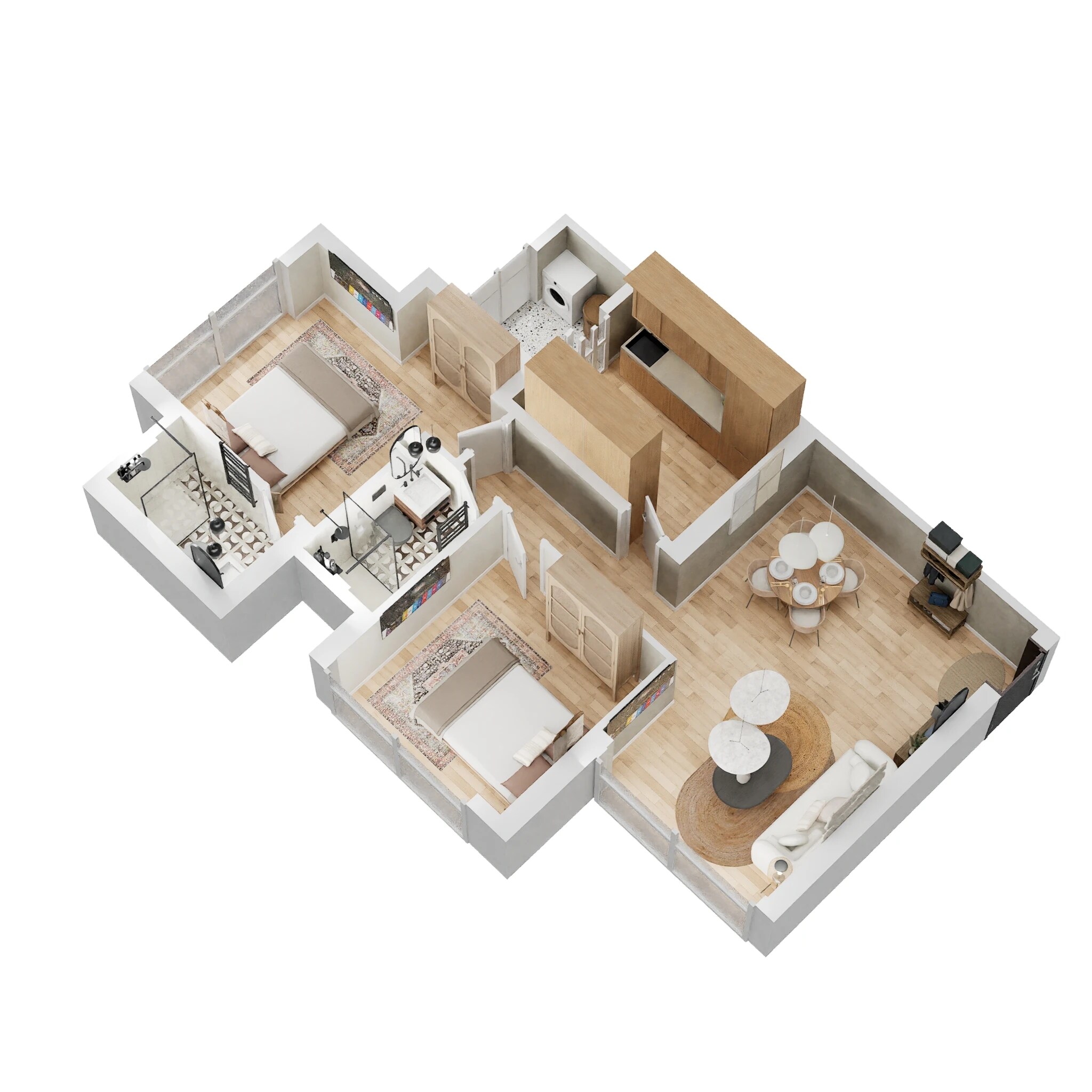 Floor plan of 2 BHK 643 Sq. Ft. Apartment in Lodha Vista, Mumbai