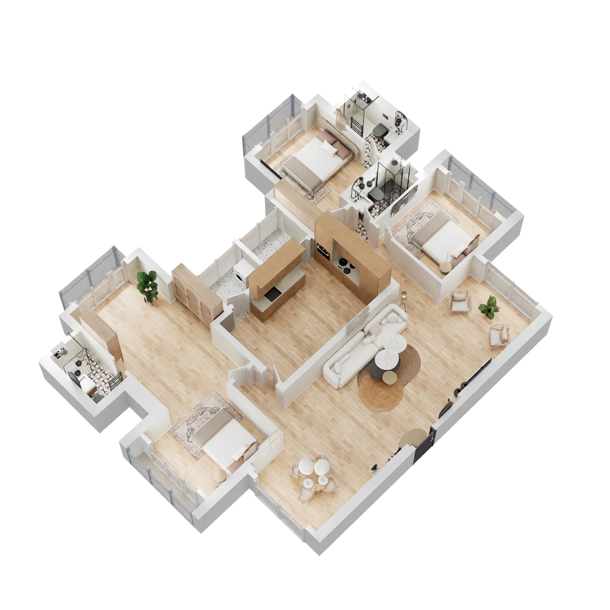 Floor plan of 3 BHK 1352 Sq. Ft. Apartment in Lodha Vista, Mumbai