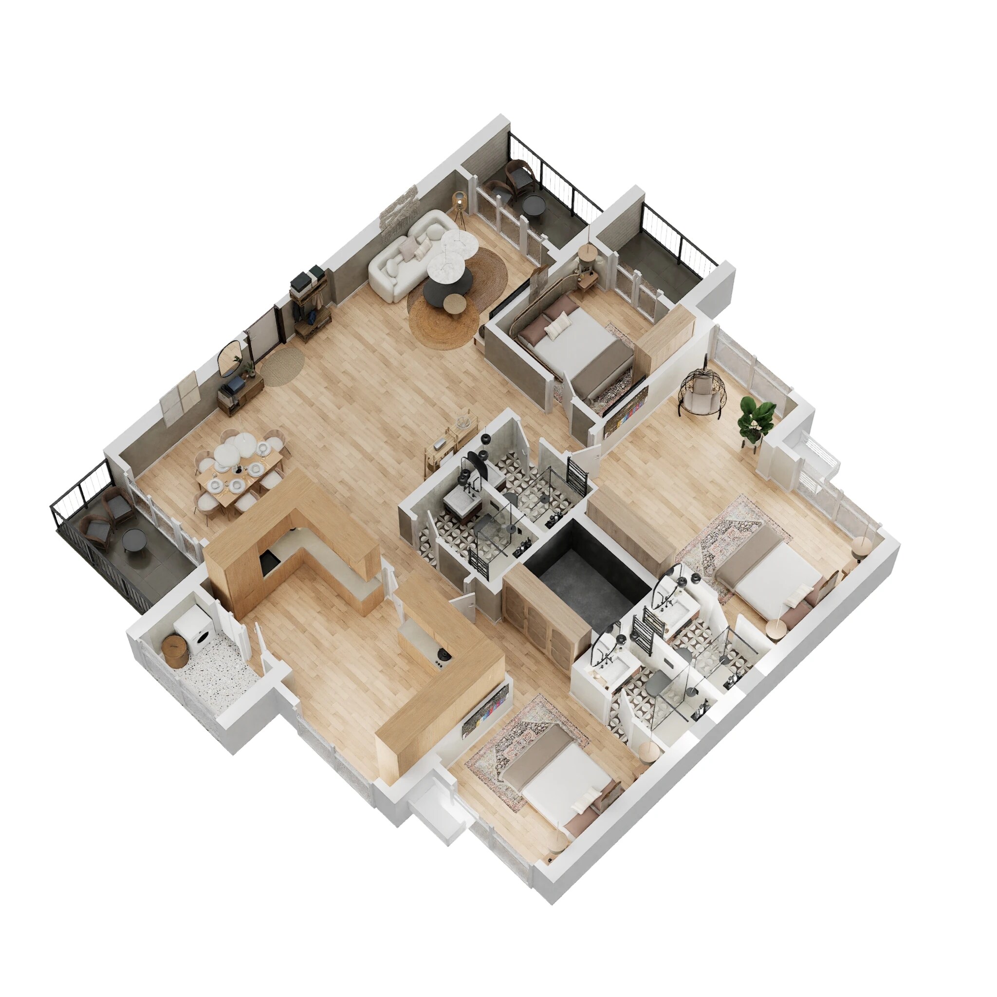 Floor plan of 3 BHK 1469 Sq. Ft. Apartment in Lodha Vista, Mumbai