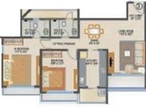 Floor plan of 2 BHK 1275 Sq. Ft. Apartment in Lokhandwala Infrastructure Spring Grove, Mumbai