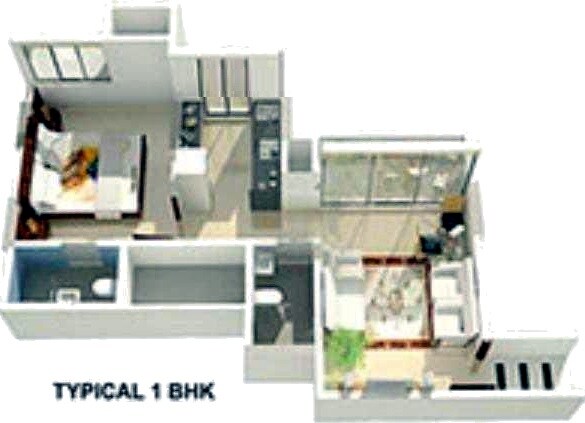 Floor plan of 1 BHK 714 Sq. Ft. Apartment in Lords Nahur, Mumbai
