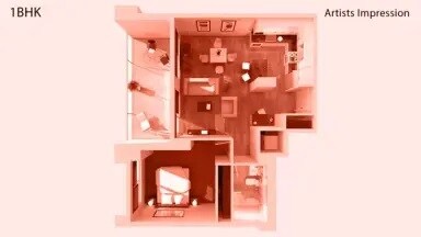 Floor plan of 1 BHK 415 Sq. Ft. Apartment in Lotus Belleza, Mumbai