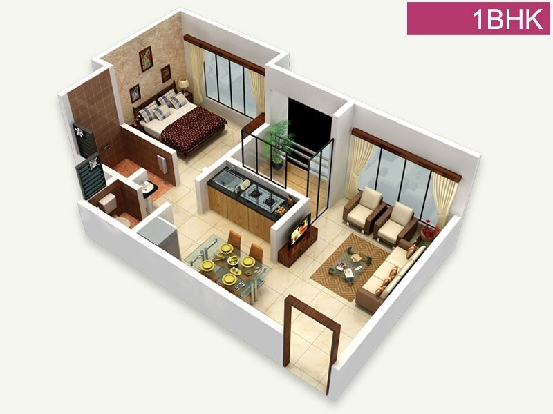 Floor plan of 1 BHK 700 Sq. Ft. Apartment in Lotus Lotus Link Square, Mumbai