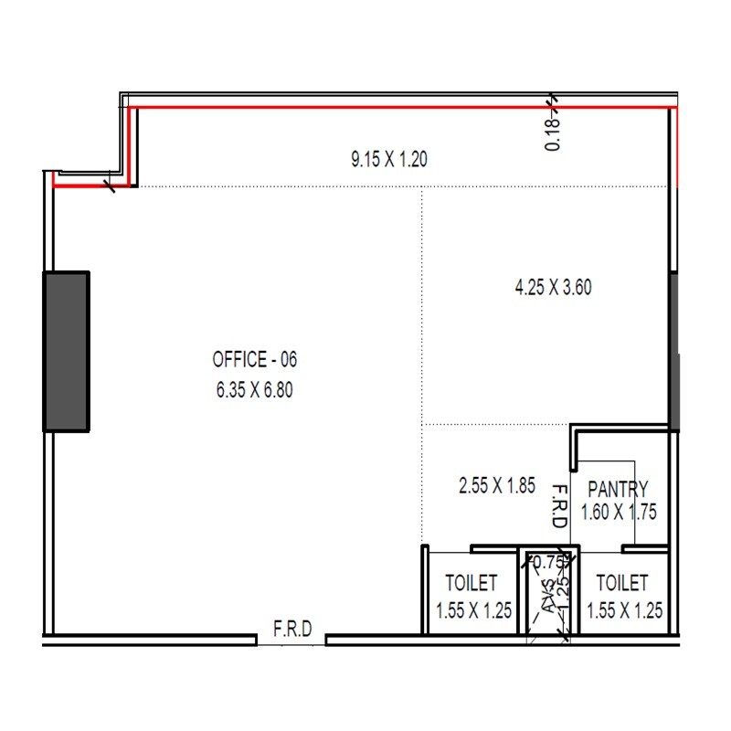 Floor plan of 1556 Sq. Ft. Office Space in Lotus Trident, Mumbai