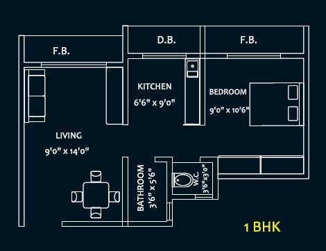 1 BHK 334 Sq. Ft. Apartment in MAAD Yashvant Pride I