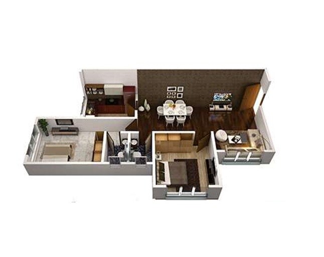 Floor plan of 2 BHK 750 Sq. Ft. Apartment in Madhav Dham Malad East, Mumbai