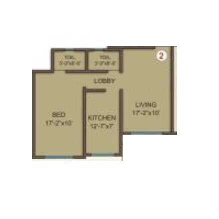 Floor plan of 1 BHK 398 Sq. Ft. Apartment in Mahadev Samarth Garden, Mumbai