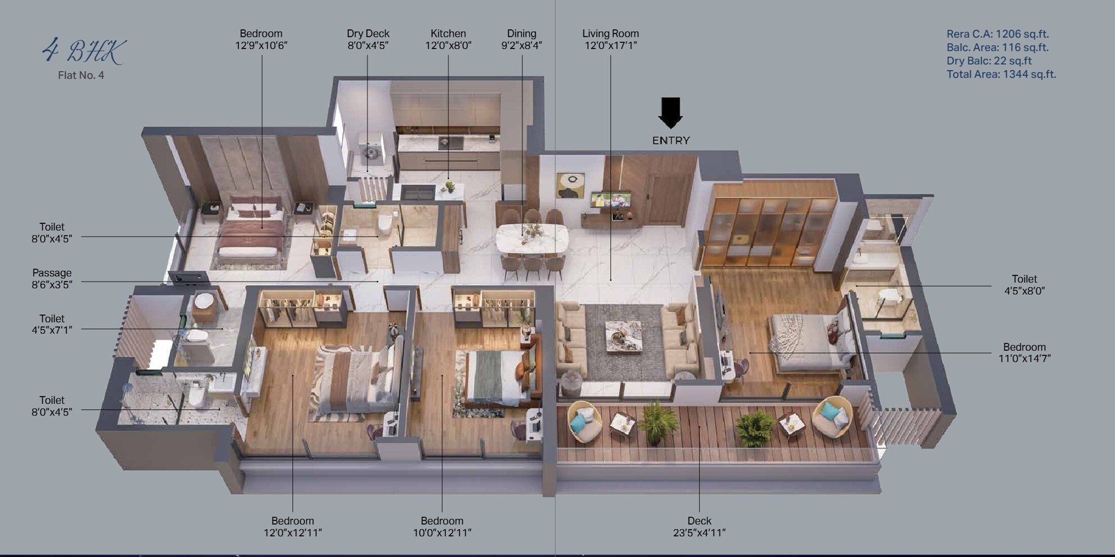 4 BHK 1344 Sq. Ft. Apartment
