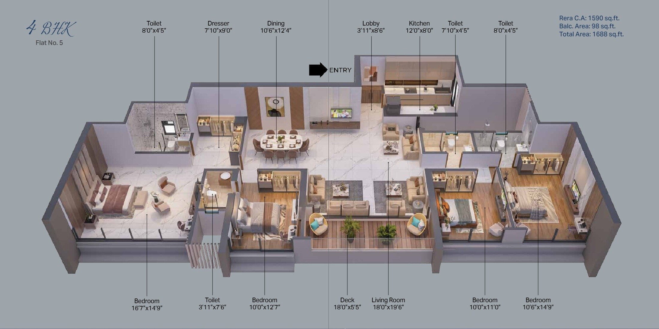 4 BHK 1688 Sq. Ft. Apartment