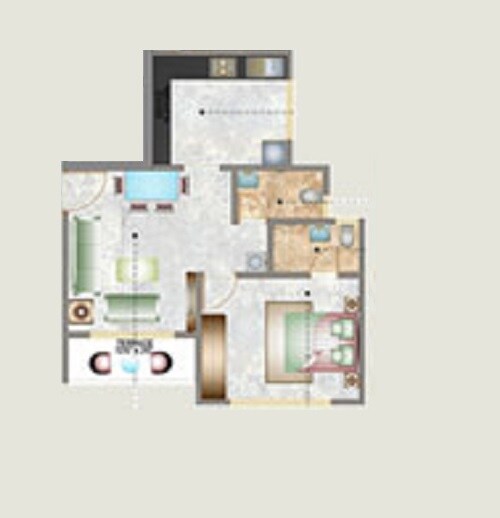 Floor plan of 1 BHK 472 Sq. Ft. Apartment in Mahavir Galaxy, Mumbai