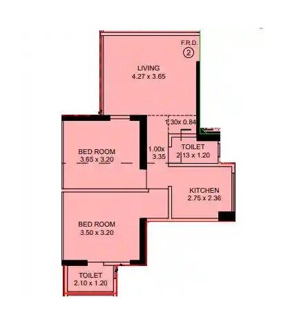 Floor plan of 2 BHK 638 Sq. Ft. Apartment in Mahavir Shikhhar, Mumbai
