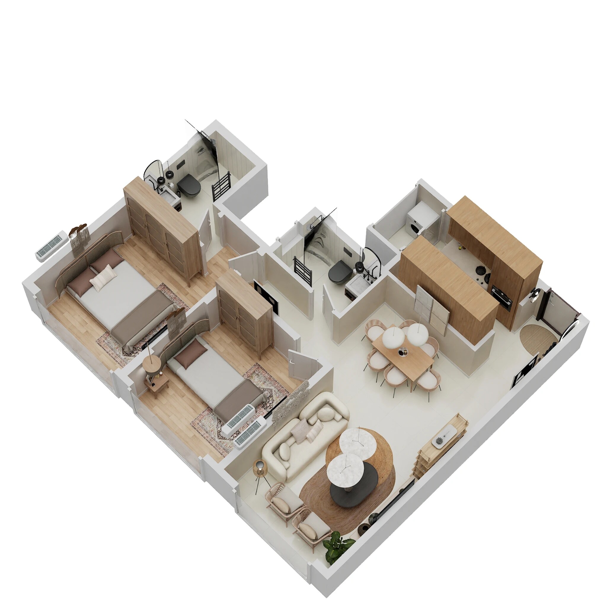 2 BHK 744 Sq. Ft. Apartment