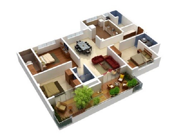 Floor plan of 3 BHK 3875 Sq. Ft. Apartment in Mahindra Lifespaces Belvedere Court, Mumbai