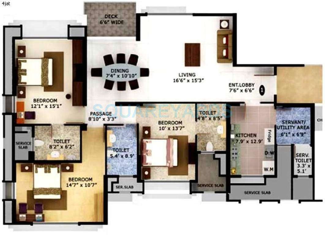3 BHK 2050 Sq. Ft. Apartment in Mahindra Lifespaces Eminente Phase 3