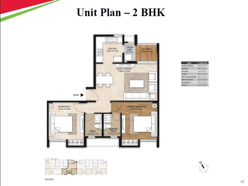 Floor plan of 2 BHK 689 Sq. Ft. Apartment in Mahindra Lifespaces Vivante, Mumbai
