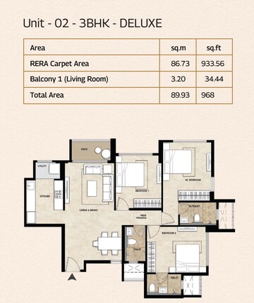  3 BHK Apartment at Mahindra Marina 64, Ekta Nagar – for Sale