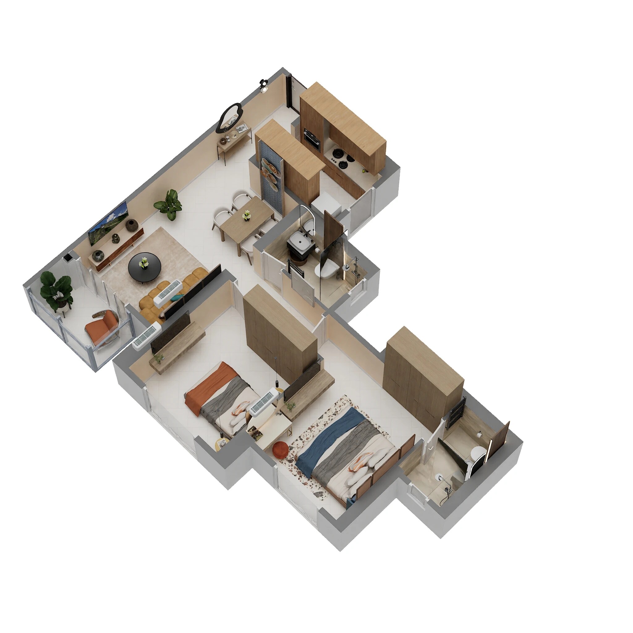 2 BHK 634 Sq. Ft. Apartment