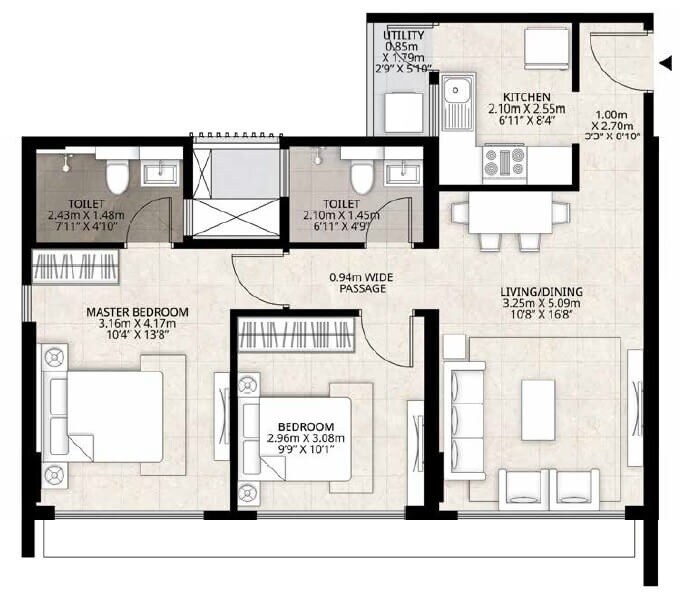  2 BHK Apartment at Mahindra Roots, Kandivali East – for Sale
