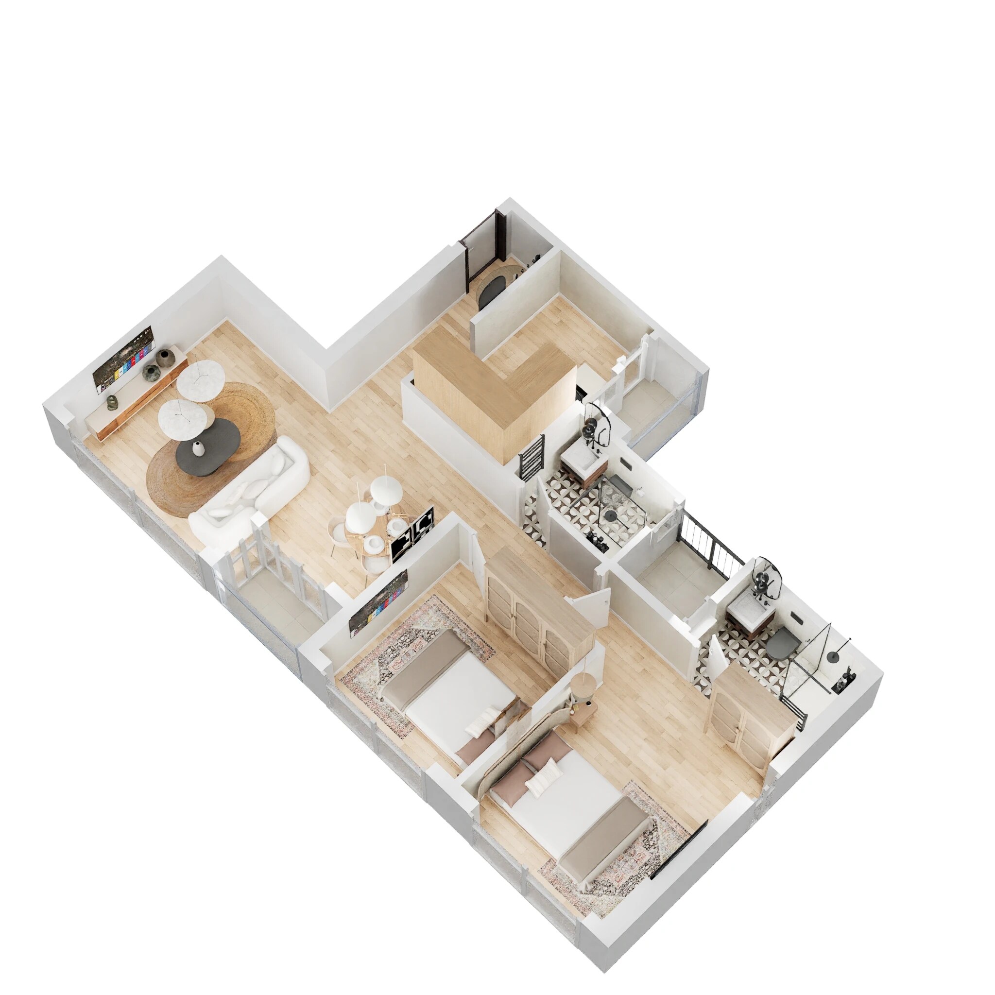 Floor plan of 2 BHK 751 Sq. Ft. Apartment in Mahindra Roots, Mumbai