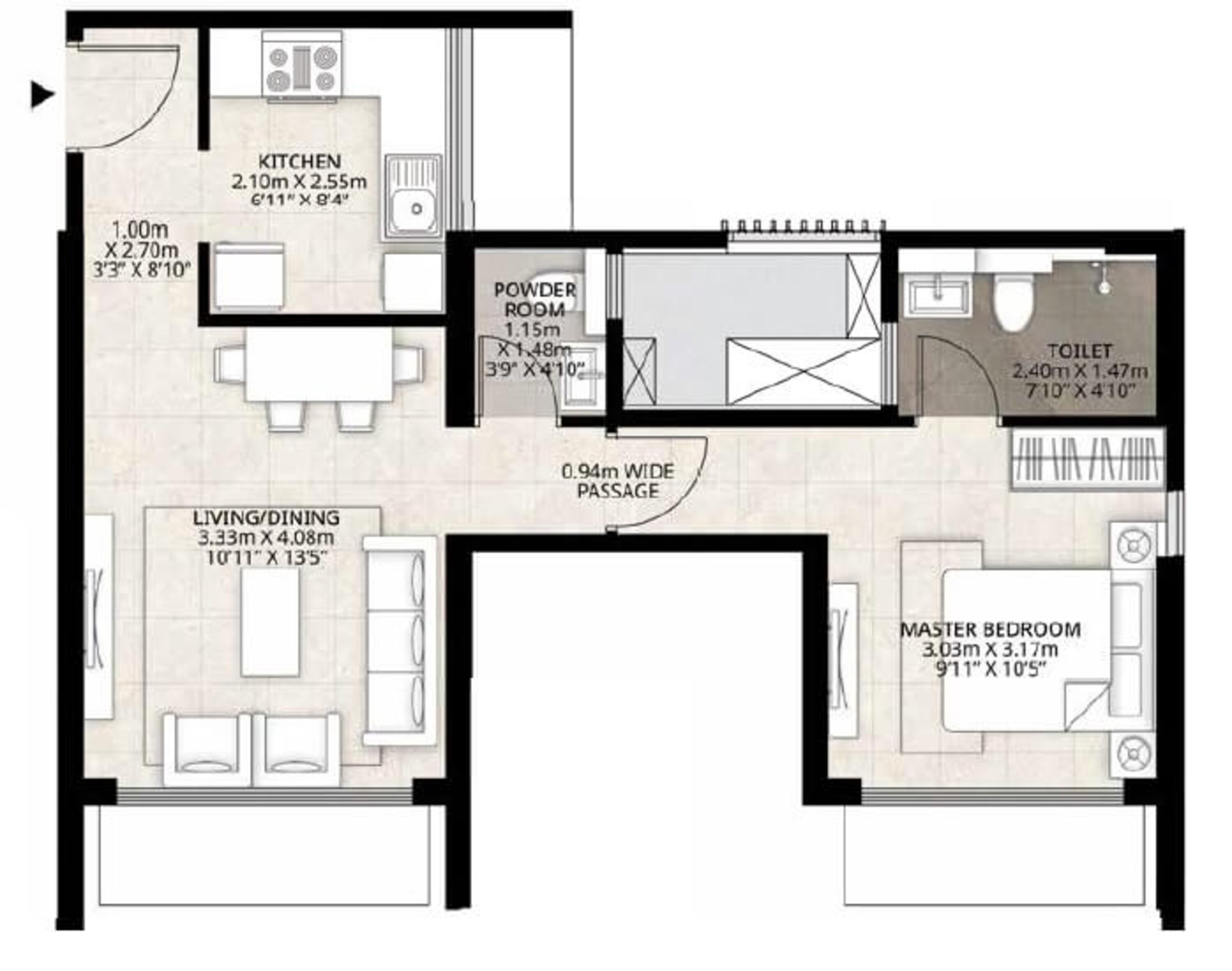mahundra lifespaces roots apartment 1bhk 448sqft 1
