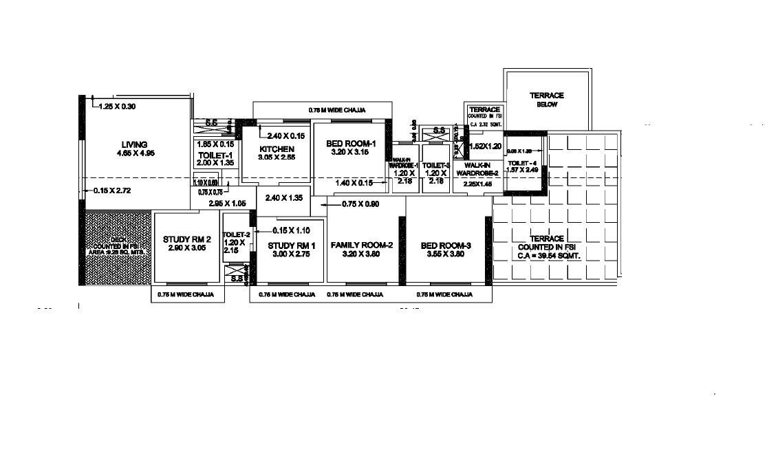 Floor plan of 4 BHK 1358 Sq. Ft. Apartment in Maithili Residency, Mumbai