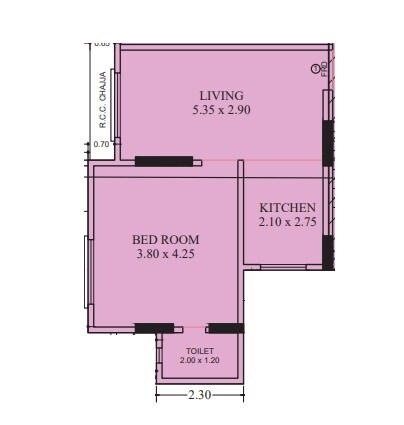 Floor plan of 1 BHK 314 Sq. Ft. Apartment in Maitri And Maitri Jai Swami Krupa, Mumbai