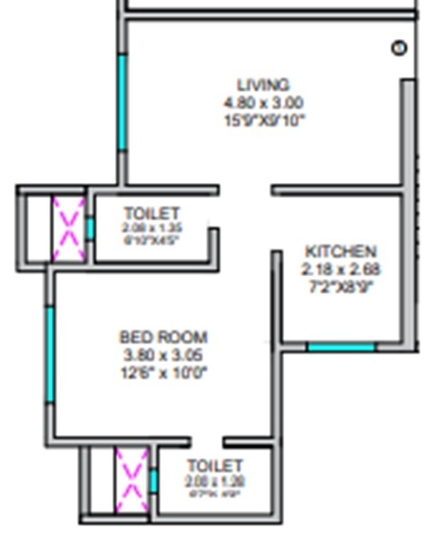 Floor plan of 1 BHK 463 Sq. Ft. Apartment in Maitri And Maitri Jai Swami Krupa, Mumbai