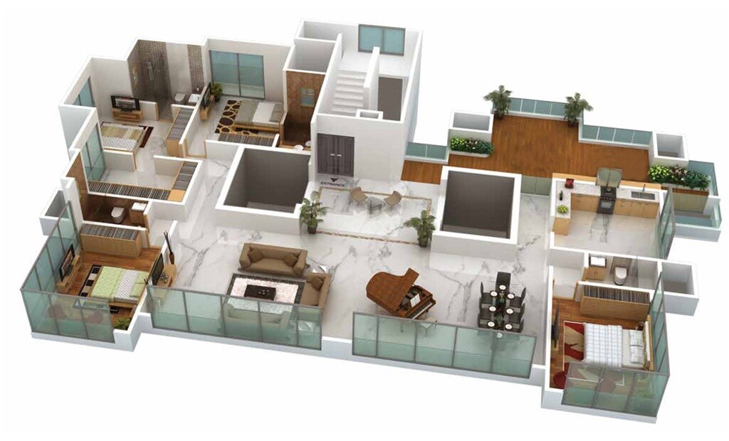 Floor plan of 4 BHK 2500 Sq. Ft. Penthouse in Man Shanti Sadn, Mumbai