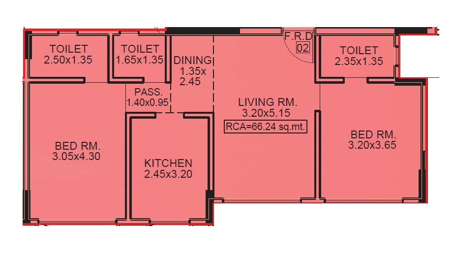 2 BHK 713 Sq. Ft. Apartment