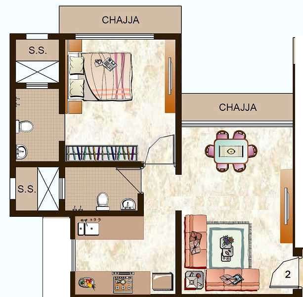 1 BHK 625 Sq. Ft. Apartment in Manthan Heights