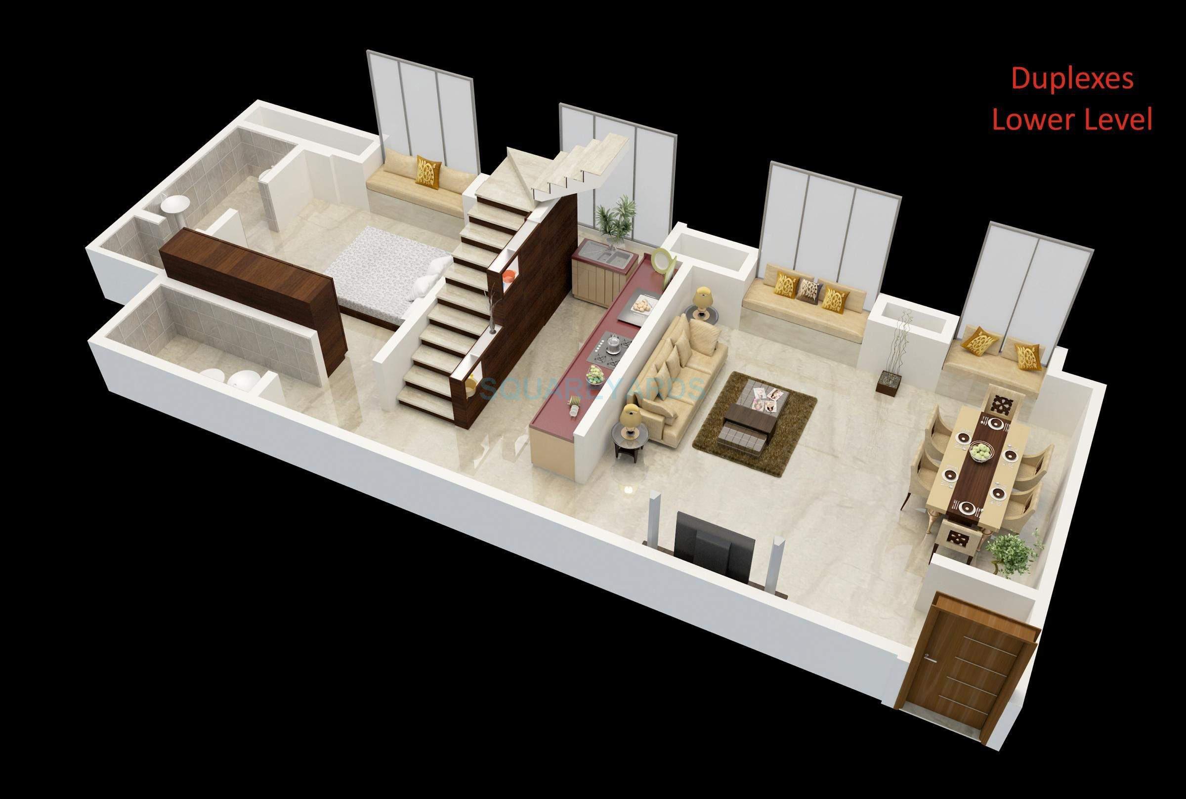Floor plan of 3 BHK 2090 Sq. Ft. Apartment in Mantri Serene, Mumbai