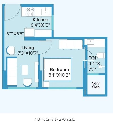 Floor plan of 1 BHK 270 Sq. Ft. Apartment in Marathon Embrace, Mumbai