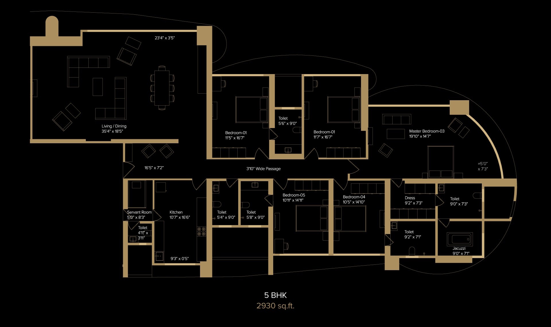 5 BHK 2930 Sq. Ft. Apartment