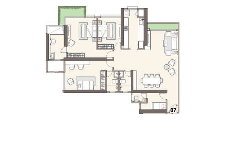 Floor plan of 3 BHK 1150 Sq. Ft. Apartment in Marathon Monte South, Mumbai