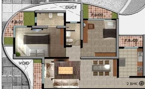 Floor plan of 2 BHK 963 Sq. Ft. Apartment in Marathon Monte Vista, Mumbai