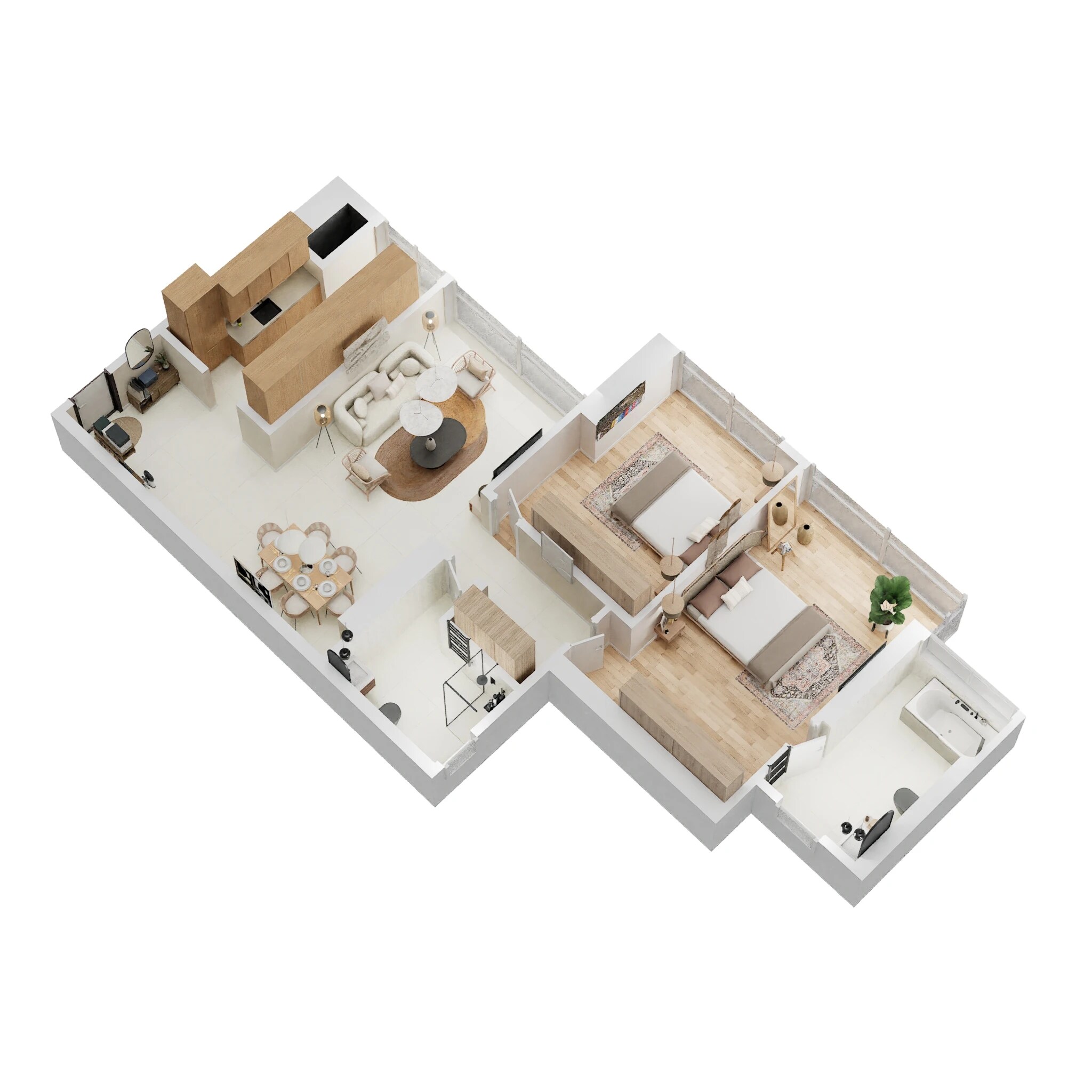 Floor plan of 2 BHK 852 Sq. Ft. Apartment in Marathon Montesouth 6, Mumbai