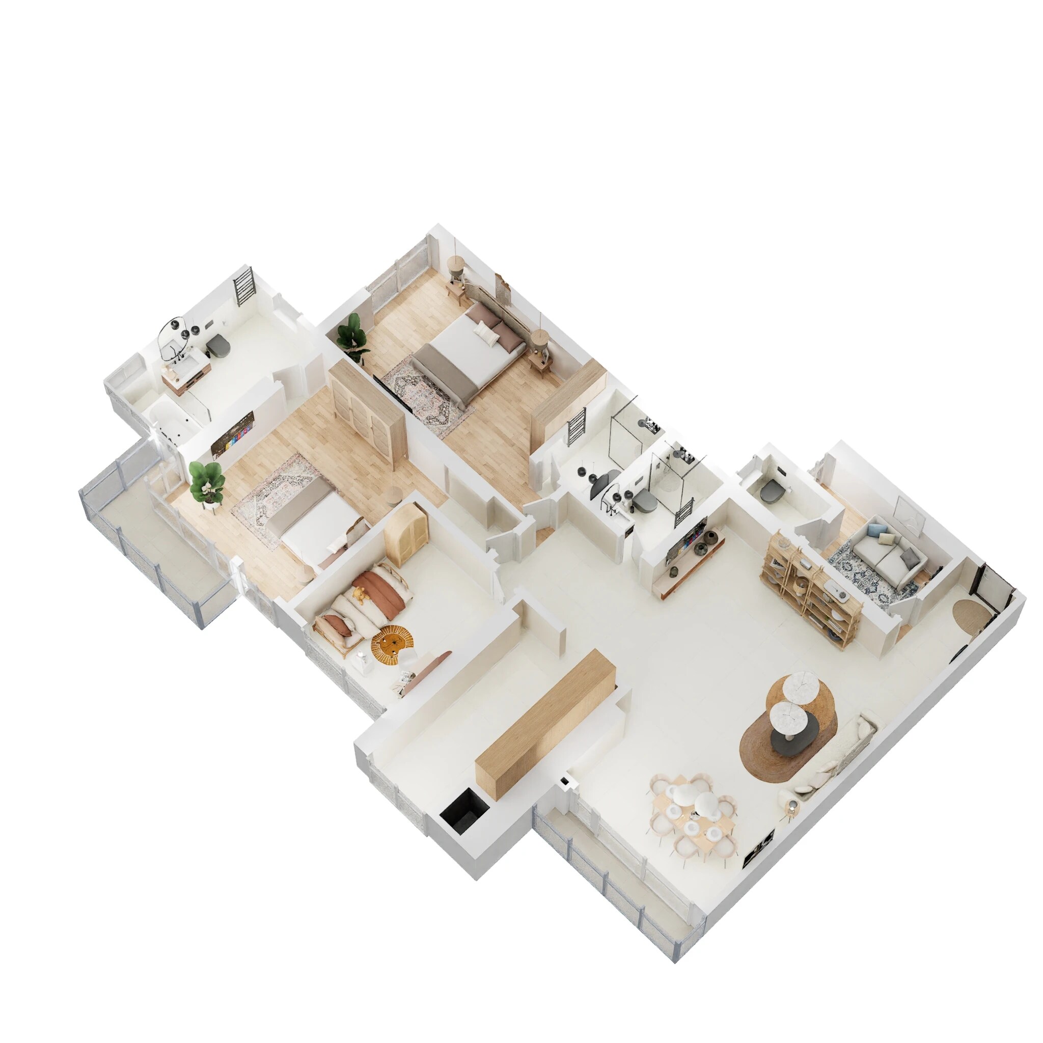 Floor plan of 3 BHK 1192 Sq. Ft. Apartment in Marathon Montesouth 6, Mumbai
