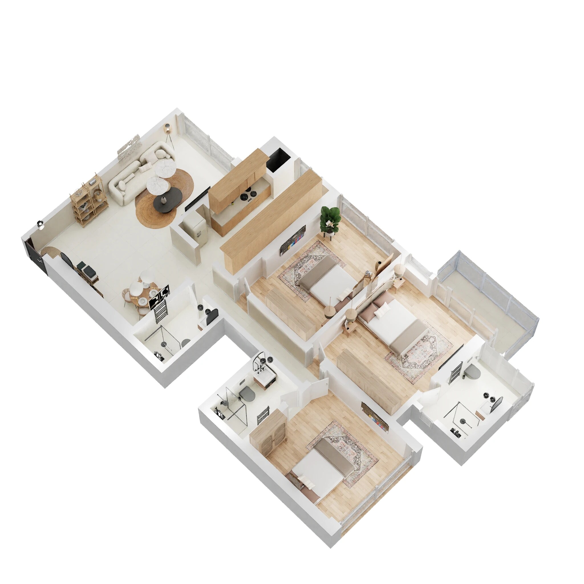 Floor plan of 3 BHK 1339 Sq. Ft. Apartment in Marathon Montesouth 6, Mumbai