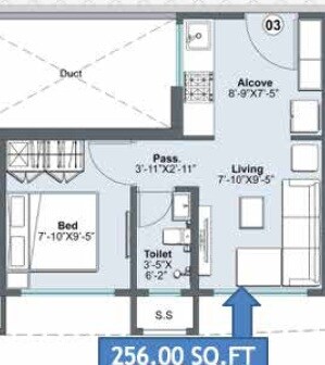 1 BHK 256 Sq. Ft. Apartment