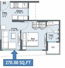 1 BHK 270 Sq. Ft. Apartment
