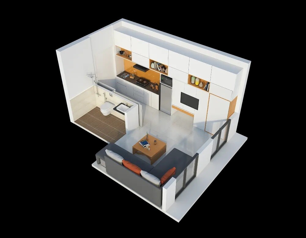Floor plan of 197 Sq. Ft. Studio in Marathon Neo Hills, Mumbai