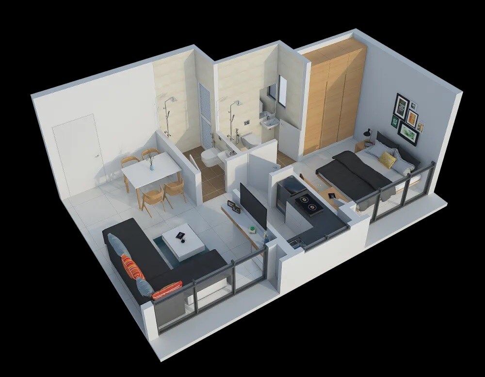 Floor plan of 1 BHK 323 Sq. Ft. Apartment in Marathon Neo Hills, Mumbai