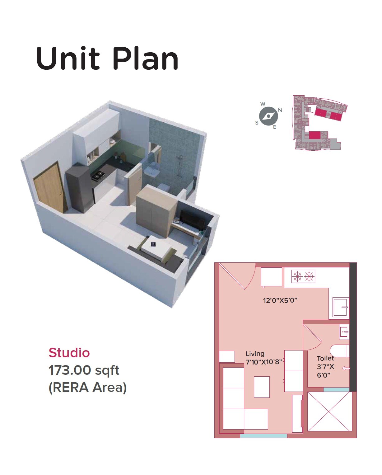 Floor plan of 173 Sq. Ft. Studio in Marathon Neopark, Mumbai