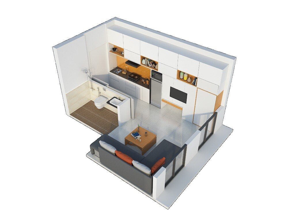 Floor plan of 197 Sq. Ft. Studio in Marathon NeoSkies, Mumbai