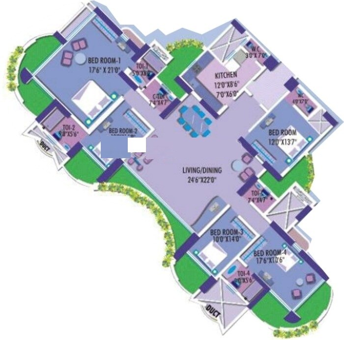 Floor plan of 5 BHK 8500 Sq. Ft. Apartment in Marathon Next Gen Era, Mumbai
