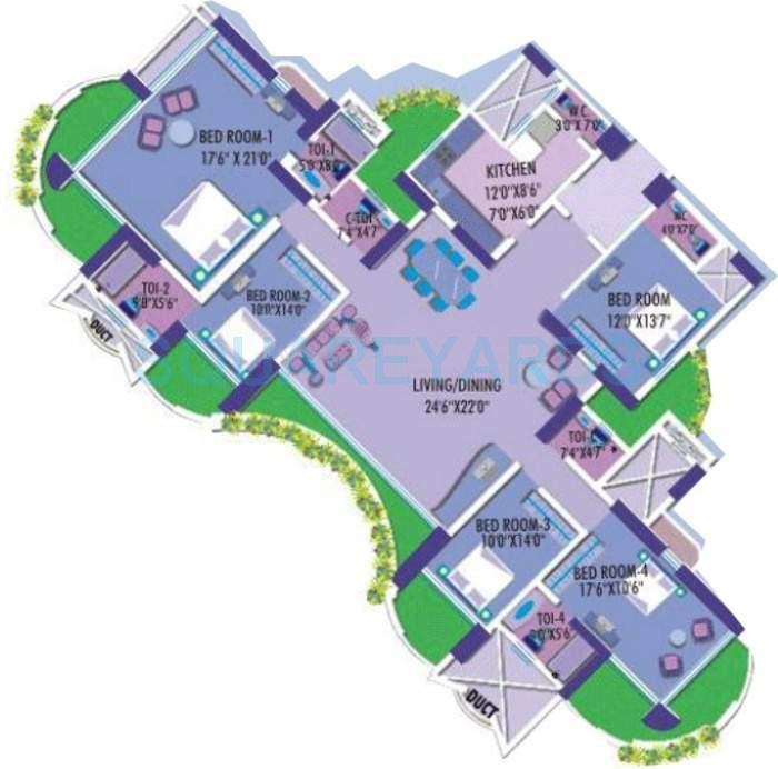 Floor plan of 5 BHK 5800 Sq. Ft. Apartment in Marathon Nextzen Era, Mumbai