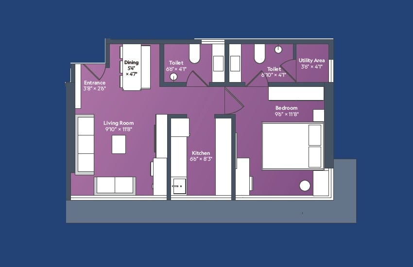 Floor plan of 1 BHK 434 Sq. Ft. Apartment in Marathon Sunset Gardens, Mumbai