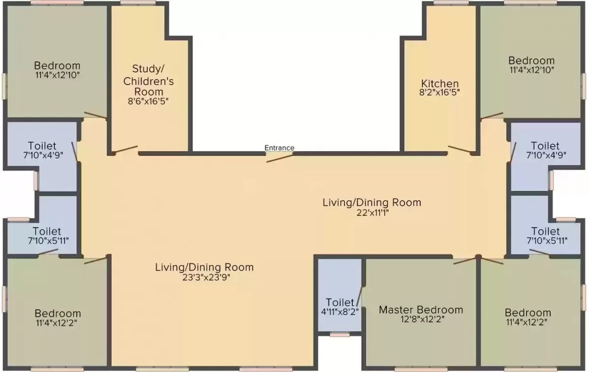Floor plan of 5 BHK 2065 Sq. Ft. Apartment in Marigold Exotic, Mumbai