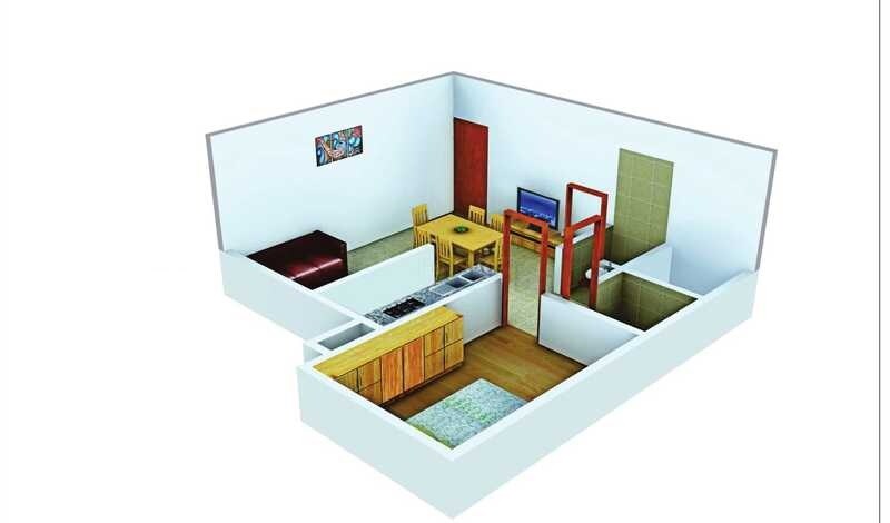 Floor plan of 1 BHK 380 Sq. Ft. Apartment in Mauli Pride, Mumbai