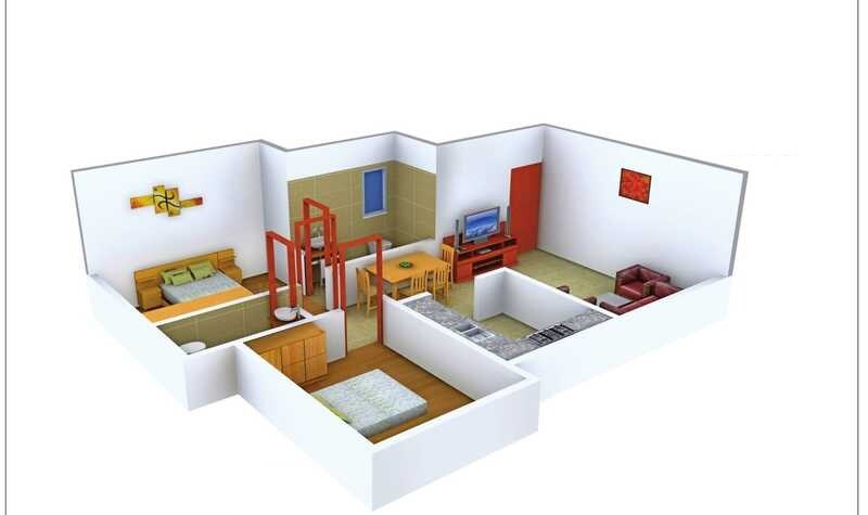 Floor plan of 2 BHK 623 Sq. Ft. Apartment in Mauli Pride, Mumbai